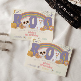 Groovy Spooky Halloween Ghost Girl's Verjaardag Kaart