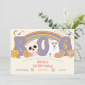 Groovy Spooky Halloween Ghost Girl's Verjaardag Kaart (Staand voorkant)