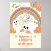 Groovy Spooky Halloween Ghost Party Sign Poster (Voorkant)