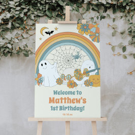 Groovy Spooky Halloween Ghost Welkomstbord Poster