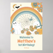 Groovy Spooky Halloween Ghost Welkomstbord Poster (Voorkant)