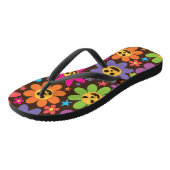 Groovy Spooky Kleurrijke Bloemen Halloween Teenslippers (Schuin)