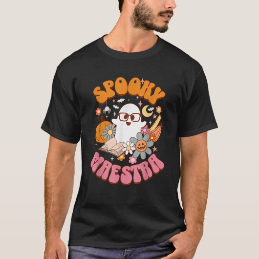 Groovy Spooky Maestra Retro Spanish Teacher Hallow T-shirt (Voorkant)