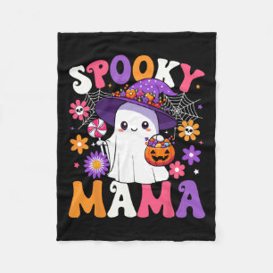 Groovy Spooky Mama Halloween Ghost Pumpkin Hallowe Fleece Deken