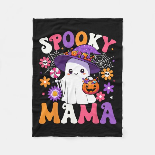 Groovy Spooky Mama Halloween Ghost Pumpkin Hallowe Fleece Deken (Voorkant)