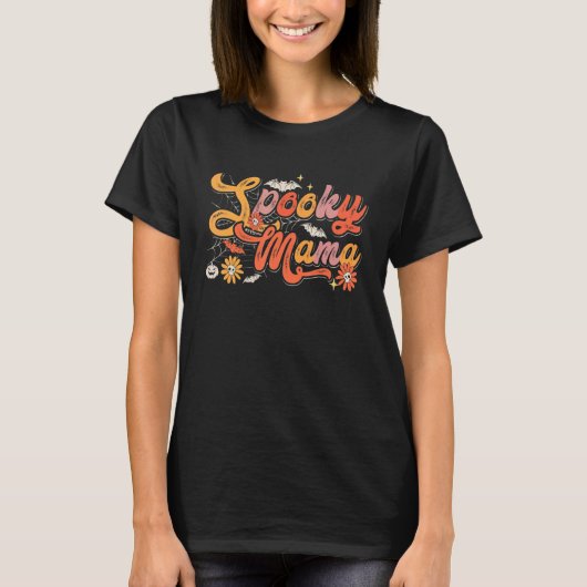 Groovy Spooky Mama Retro Halloween Ghost Witchy Sp T-shirt (Voorkant)