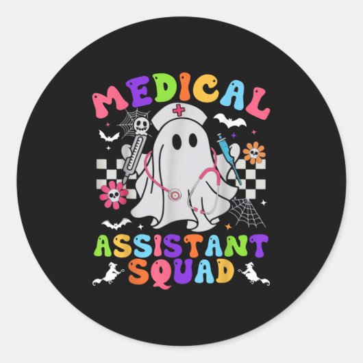 Groovy Spooky Medical Istant Squad Cute Halloween  Ronde Sticker (Voorkant)