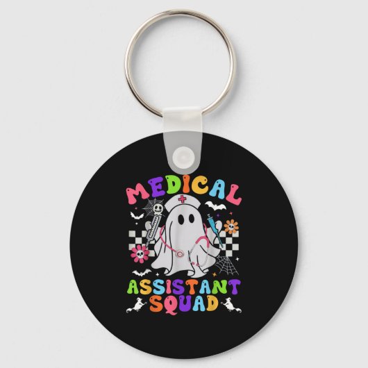 Groovy Spooky Medisch Istant Team Schattig Hallowe Sleutelhanger (Voorkant)