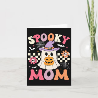 Groovy Spooky Mom Retro Ghost Holding Pumpkin Hall Kaart