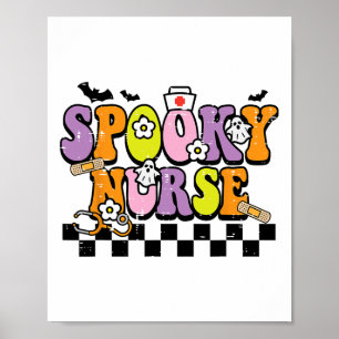 Groovy Spooky Nurse Retro Halloween Nurse Herfst S Poster