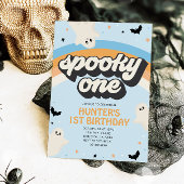 Groovy Spooky One Boy 1st Birthday Halloween Kaart