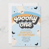 Groovy Spooky One Boy 1st Birthday Halloween Kaart (Voorkant)