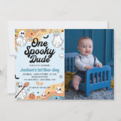 Groovy Spooky One Ghost 1e Verjaardag Uitnodiging (Voorkant)