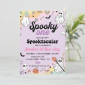 Groovy Spooky One Ghost Verjaardag uitnodiging (Staand voorkant)