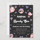 Groovy Spooky One & Pink Ghost Girl 1ste verjaarda Kaart (Voorkant)