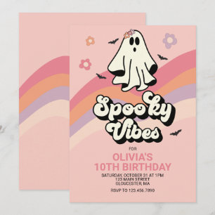 groovy spooky retro Halloween verjaardagsuitnodigi Kaart