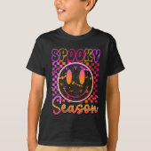 Groovy Spooky Seizoen Bloemen Hippie Smile Hallowe T-shirt (Voorkant)