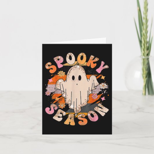 Groovy Spooky Seizoen Ghost Halloween Kaart (Voorkant)