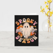 Groovy Spooky Seizoen Ghost Halloween Kaart (Gele Bloem)
