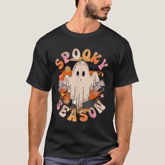 Groovy Spooky Seizoen Ghost Halloween T-shirt (Voorkant)