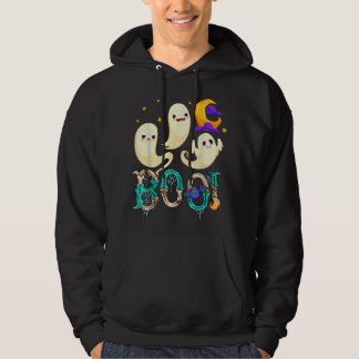 Groovy Spooky Seizoen Leuke Ghost Holding Pompoen  Hoodie