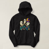 Groovy Spooky Seizoen Leuke Ghost Holding Pompoen  Hoodie (Design voorkant)