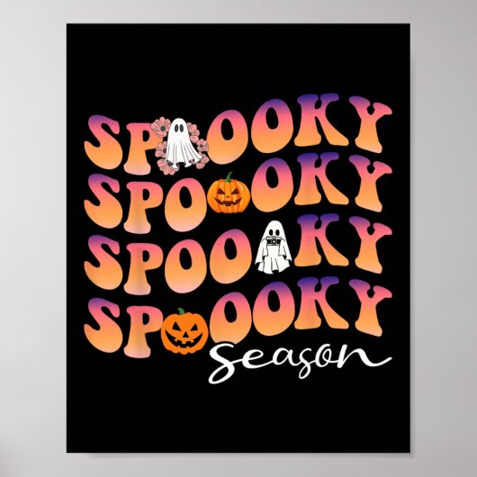 Groovy Spooky Seizoen Leuke Pompoen Halloween Poster (Voorkant)