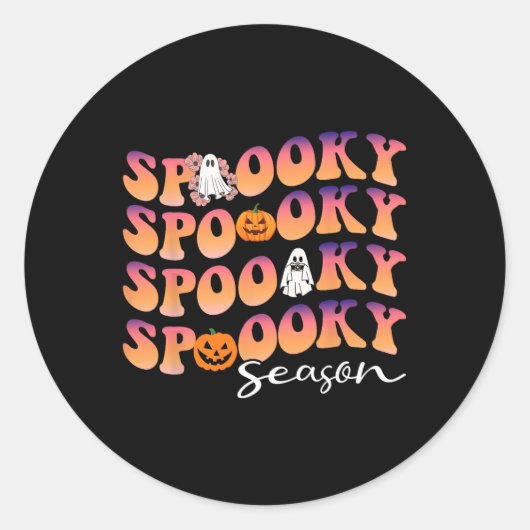 Groovy Spooky Seizoen Leuke Pompoen Halloween Ronde Sticker (Voorkant)