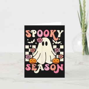 Groovy Spooky Seizoen Schattigee Geest Pompoen Hal Kaart
