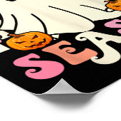 Groovy Spooky Seizoen Schattigee Geest Pompoen Hal Poster (Hoek)