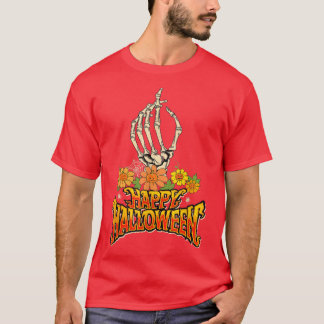 Groovy Spooky Skeleton 60s 70 Hippie Happy Hoowe T-shirt