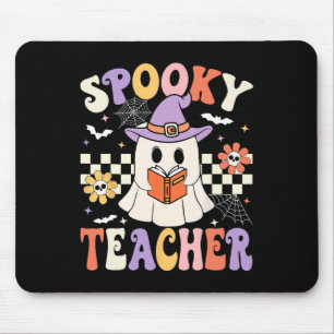 Groovy Spooky Teacher Ghost Retro Bloemenleraar H Muismat