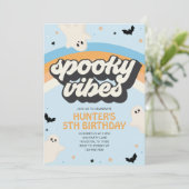Groovy Spooky Vibes Boy Halloween Verjaardag Kaart (Staand voorkant)