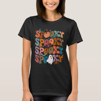 Groovy Spooky Vibes Floral Ghost Hippie Ha T-shirt
