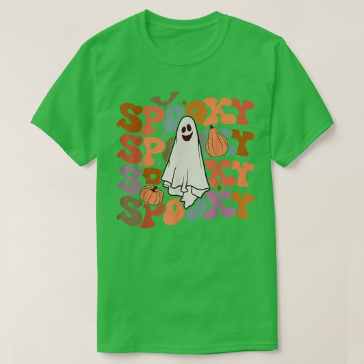 Groovy Spooky Vibes Floral Ghost Hippie Ha T-shirt (Design voorkant)