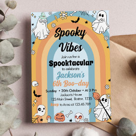 Groovy Spooky Vibes Ghost Verjaardag Kaart