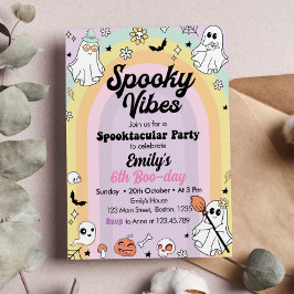 Groovy Spooky Vibes Ghost Verjaardag Kaart