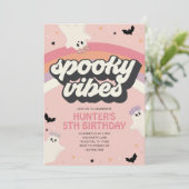 Groovy Spooky Vibes Girl Halloween Verjaardag Kaart (Staand voorkant)