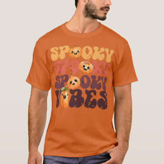 Groovy Spooky Vibes  Pumpkin Ghost Hippie H T-shirt
