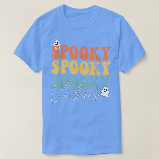 Groovy Spooky Vibes Retro Floral Ghost Hippie Hall T-shirt (Design voorkant)