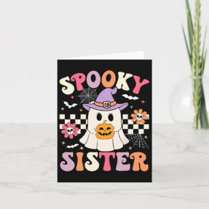 Groovy Spooky Zus Retro Geest met Pompoen H Kaart
