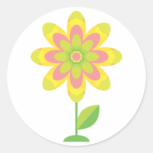 Groovy Spring Flower Ronde Sticker (Voorkant)