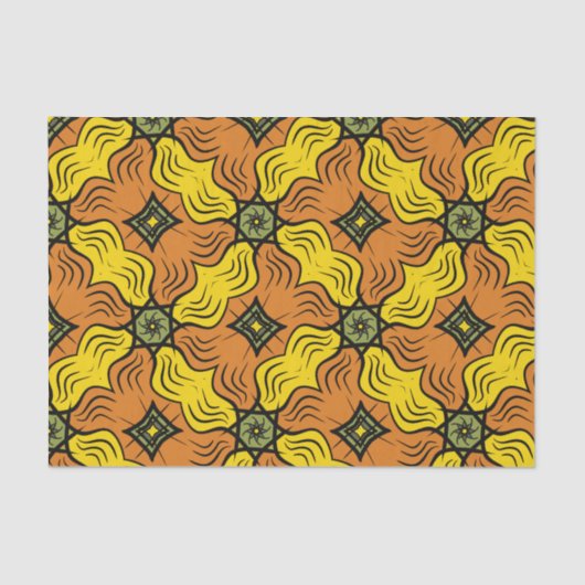 Groovy Squares, Groen, Geel en Sinaasappel Tissuepapier (Voorkant)