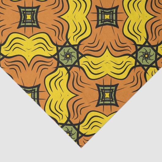 Groovy Squares, Groen, Geel en Sinaasappel Tissuepapier (Detail)