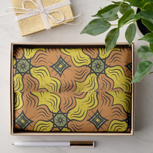 Groovy Squares, Groen, Geel en Sinaasappel Tissuepapier (Geschenk)