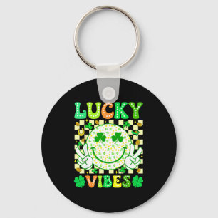 Groovy St. Patrick's Dag Geluksstralende Klaver Vr Sleutelhanger