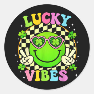Groovy St. Patrick's Day geluks trillingen klaver Ronde Sticker