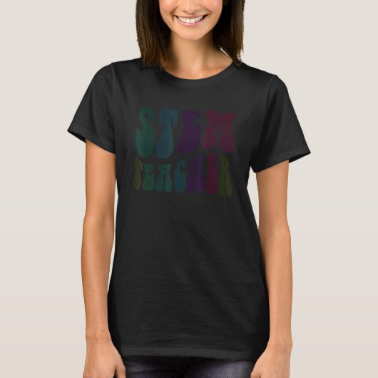Groovy STEM TEACHER Retro Technology Crew STEM Squ T-shirt (Voorkant)