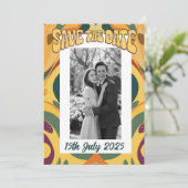 Groovy stijl retro jaren 70 jaren zestig vibe aankondiging (Staand voorkant)