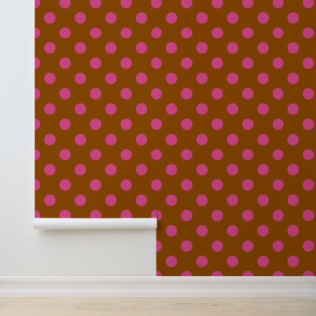 Groovy Stippenpatroon - Bruin & Felroze Behang (Applicatie)